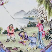 古びた蔵『清 乾隆年製 陶磁器 粉彩描金人物菱花形 筆洗』極細工 置物 擺件 古賞物 古美術 中国古玩_画像7