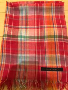 Ralph Lauren Sharf Scarf Pink Check New