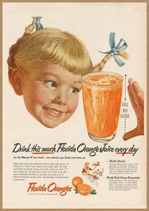 フロリダ オレンジジュース レトロミニポスター B5サイズ 複製広告 ◆ 女の子 Florida Oranges USAD5-140