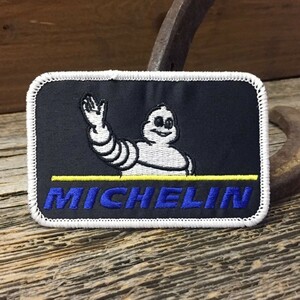 MICHELIN ビバンダム ワッペン ◆ ミシュラン 刺繍 パッチ ビブ タイヤマン あいさつ 黒地 CAWP068