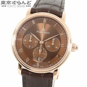 101672033 Blancpain Blancpain vi rure one push chronograph 6185-3646-55B Brown K18PG leather wristwatch men's self-winding watch finish settled 