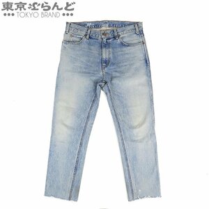 101672500 セリーヌ カット オフ ストレート デニムパンツ N103 635E 07VS ライトブルー コットン CELINE by Hedi Slimane 32 デニムパンツ