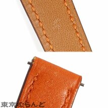 101676180 エルメス HERMES ドゥブルトゥール ベルト □P刻印 オレンジ シルバー金具 スイフト 腕時計ベルト レディース 幅12mm_画像9