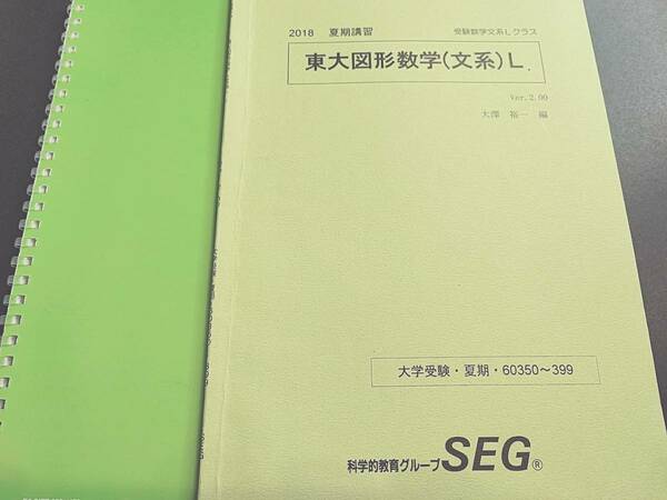 SEG　東大図形数学（文系）L　テキスト・ノートフルセット　数学講座　河合塾　駿台　鉄緑会　Z会　東進 　SEG 