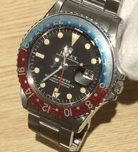 ROLEX 純正品 裏赤 GMTマスター ペプシ インサート ベゼルディスク MK3 希少 1675 16750 グラデーション ゴースト 退色 ロレックス_画像5