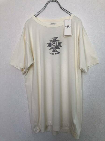 新品タグ付 RRL プリントTシャツ TRADE MARK ラルフローレン ダブルアールエル 染込みプリント シングルステッチ