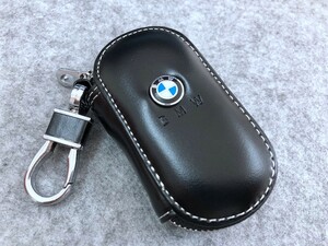 BMW キーケース スマートキー ラウンドファスナー シュリンクレザーキーケース　鍵　収納 軽量 ブラック