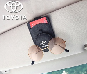 トヨタ TOYOTA ブラック 車用メガネホルダー サングラスクリップ サンバイザーポケット サングラス/メガネ収納 カード収納クリップ