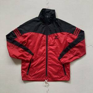 80s Adidas アディダス ナイロンジャケット 赤×黒 S