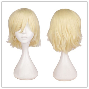 * free shipping * cosplay wig Bob creamy white Short costume anime game gold . Halloween fancy dress kos player 