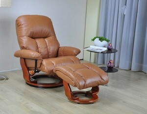 [ selling up ] thickness original leather reclining 1P personal chair -1 seater . sofa outlet furniture unused reception sofa [ new goods exhibition goods ]AB0415E12