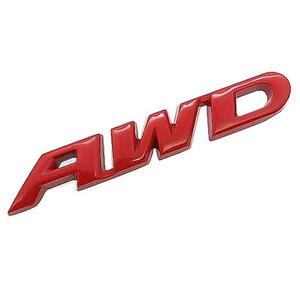 エンブレム AWD ステッカー カスタム パーツ カー用品 3D プレミアム バックドア 外装パーツ レッド