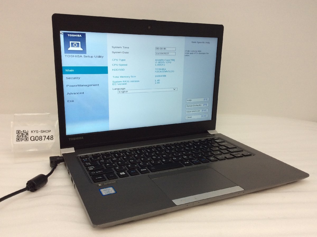ジャンク/ TOSHIBA dynabook RZ63/MS PRZ63MS-NNA Intel Core i7-8550U