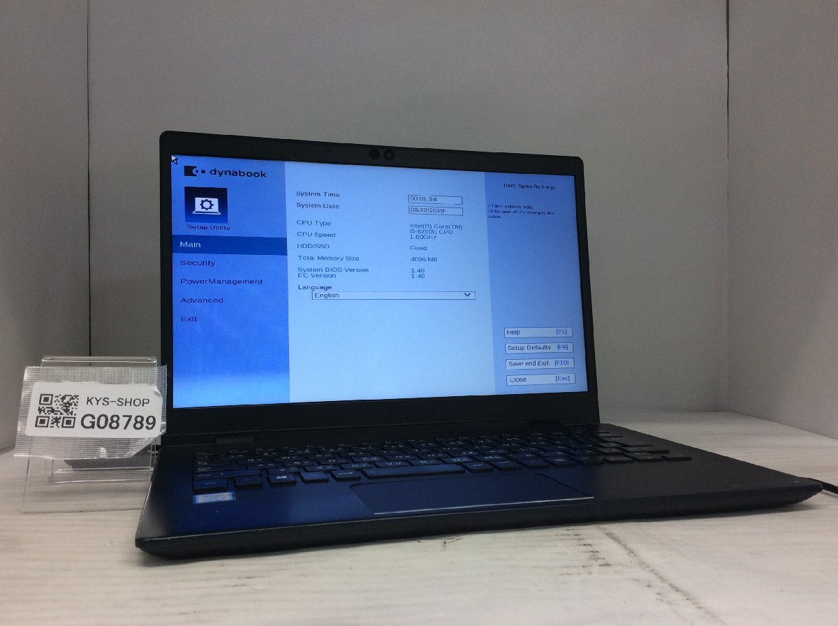 JXJK2953【ジャンク】Toshiba G83/M /Core i5-8250U 1.60GHz/メモリ8G