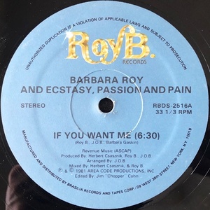 【Disco 12】Barbara Roy And Ecstacy Pssion & Pain / If You Want Me