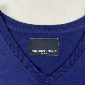 美品 NUMBER (N)INE ナンバーナイン Vネック 半袖カットソー Tシャツ メンズ トップス 紺 ネイビー サイズL*EC298の画像5