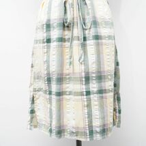 美品 ENGINEERED GARMENTS エンジニアド ガーメンツ ハーフボタン チェック 半袖シャツワンピース レディース 黄緑 サイズ1*EC353_画像3