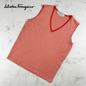 Salvatore Ferragamo Salvatore Ferragamo cashmere silk V neck no sleeve cut and sewn lady's salmon pink size S*FC193