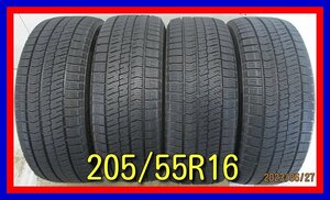 ■中古タイヤ■　205/55R16 91Q BRIDGESTONE BLIZZAK VRX2 カローラ プリウス 86 インプレッサ等 冬タイヤ スノー 激安　送料無料　A902