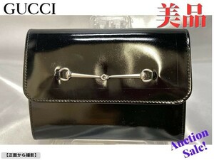 ★☆【中古/美品】GUCCI グッチ 三つ折り財布 がま口 ホースビット 035・3662・1842・0 . 箱付属 ★☆