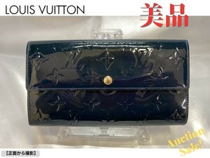 【中古】 LOUIS VUITTON ルイヴィトン 長財布 TN0153 モノグラム・ヴェルニ エナメル グランブルー色