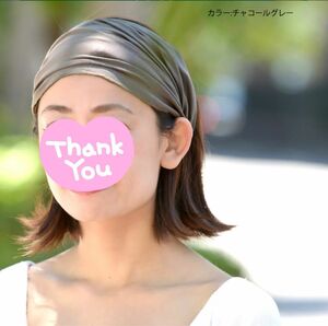 CHARM ビスコース バンダナ ターバン ヘアバンド チャコールグレー