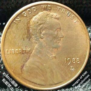 1セント硬貨 1988 D アメリカ リンカーン 1セント硬貨 1ペニー 貨幣芸術 Coin Art 1 Cent Lincoln 1Penny United States coin 1988 D