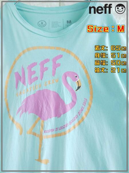 【サマーカラー】NEFF ネフ フラミンゴ デザイン Ｔシャツ　Ｍ　3319