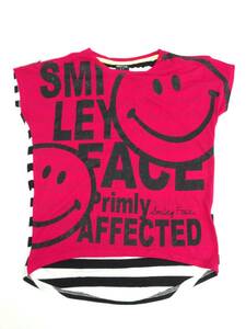 【再値下げ！即決！タグ付き・未使用】★SMILEY FACE/スマイリーフェイス★ニコちゃん　Tシャツ　子供服　イラスト×ボーダー　150サイズ