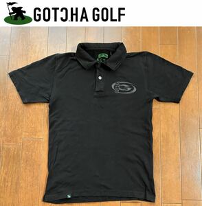 ★GOTCHA GOLF ガチャゴルフ★コットン素材で着心地の良いブラックカラー！衿裏ロゴメンズ半袖シャツ/S