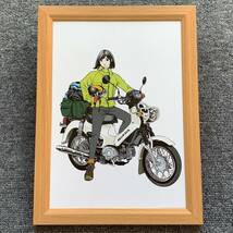 ■江口寿史『HONDA CROSS CUB N』B5サイズ 額入り 貴重イラスト 印刷物 ポスター風デザイン 額装品 アートフレーム インテリア 美女_画像1