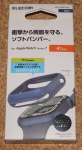 ★新品★ELECOM Apple Watch series 7/8 41mm ソフトバンパー メタリックデザイン ネイビー 外箱傷み