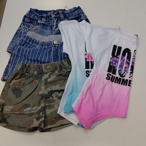 美品 キッズ女の子 120センチサイズ お出かけセット ショートパンツ