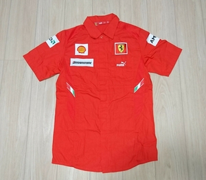 美品 FERRARI × PUMA フェラーリ プーマ F1 半袖 ピットクルーシャツ レッド S ブリヂストン AMD Shell