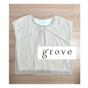 【grove】ストライプ バックリボンブラウス Mサイズ