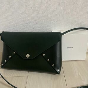 CELINE セリーヌ フィービー 期 レア パンチング レザー クラッチ ショルダー 斜めがけ 