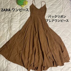 ZARA ザラ バックリボンワンピースAラインワンピースバックリボンフレアワンピース ノースリーブワンピース