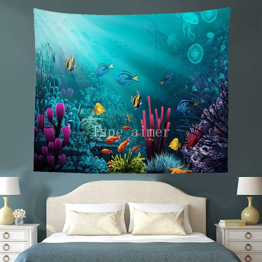 Tapestry, Underwater, with metal fittings, Fish lover, Relaxing, Redecoration, F6, Handmade items, interior, miscellaneous goods, panel, Tapestry
