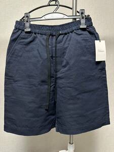 新品 S Hakuro cotton linen ワイドショーツ スラックス ハクロ ネイビー 紺 dark navy HB2667S ワークパンツ ミリタリー ショートパンツ