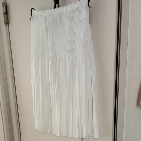白いスカート　L プリーツスカート