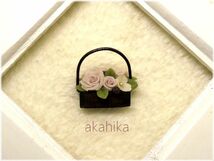 akahika*樹脂粘土フラワーボックス*薔薇・ピンク・ミニチュア・ドールハウス_画像2
