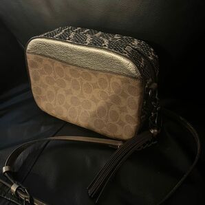 COACH コーチ シグネチャー カメラバッグ パイソン スタッズショルダーバッグ 希少デザイン