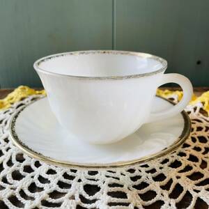 [USA vintage] Fire King FIREKING swirl Gold rim cup & saucer ② America Vintage 