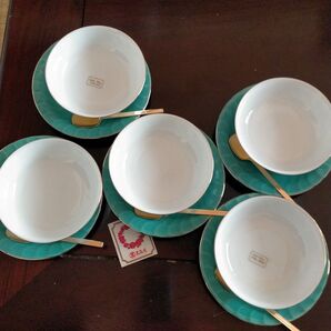 ミントグリーン デザート皿セット 5客