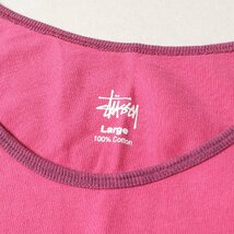 美品 STUSSY ステューシー タンクトップ サイズ:L ロゴプリント 00s ピンク トップス カジュアル シンプル コットン100% ブランド_画像3