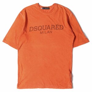 DSQUARED2 ディースクエアード Tシャツ サイズ:XS ロゴ コットンリネン スラブ Tシャツ 11SS アーカイブ Y2K オレンジ イタリア製