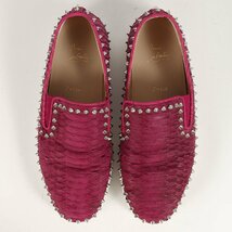 Christian Louboutin クリスチャンルブタン スパイクスタッズ パイソン ピック ボート スリッポン PIK BOAT FLAT PYTHON NUBUCK 44_画像4