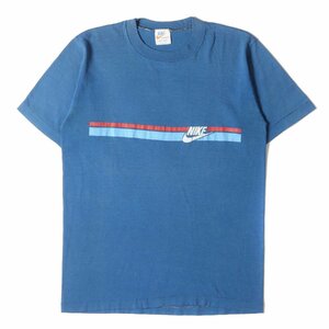 NIKE vintage ナイキ ヴィンテージ 70s オレンジタグ ロゴ プリント クルーネック Tシャツ USA製 ブルー M トップス 古着 アメカジ