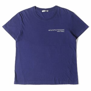 VALENTINO ヴァレンティノ Tシャツ サイズ:S ダメージ加工 ラメグラフィック プリント クルーネック Tシャツ ネイビー 紺 イタリア製