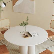 北欧デザインのダイニングテーブル　ラウンド型　コーヒーテーブルにも 家具 机 インテリア 白 ホワイト リビング カフェスペース_画像7